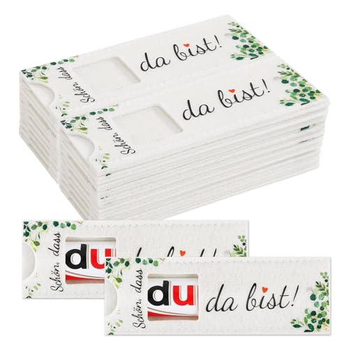 Schön Dass Du Da Bist 20 Stück Filzhülle für Schokolade Ohne Schokolade Geschenke Weiß Hülle Filz für Hochzeitsgeschenke Weihnachten Geburtstag