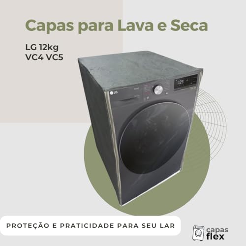CAPA PARA LAVA E SECA LG 12KG VC4 VC5 TRANSPARENTE FLEX (Cinza) #1