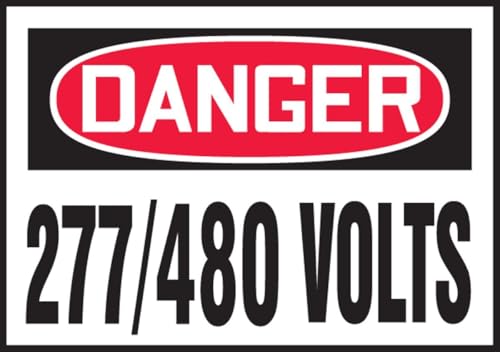 Étiquettes Danger 277/480 Volts adhésives et résistantes en vinyle pour marquage industriel