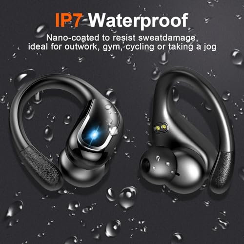 Image of Ltinist Wireless Earbud, Bluetooth 5.3 Headphones Pure Bass Sound with Earhooks, 75H Battery Over Ear Headphones with Dual-LED Display, IP7 Waterproof Earphones Built-in Microphone for Running Sports