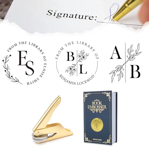 Personalized Book Embosser – Custom Library Stamp with Name & Initial | Brass Template, Large Fonts, Crisp Impressions, Elegant Gift for Readers, Teachers & Collectors