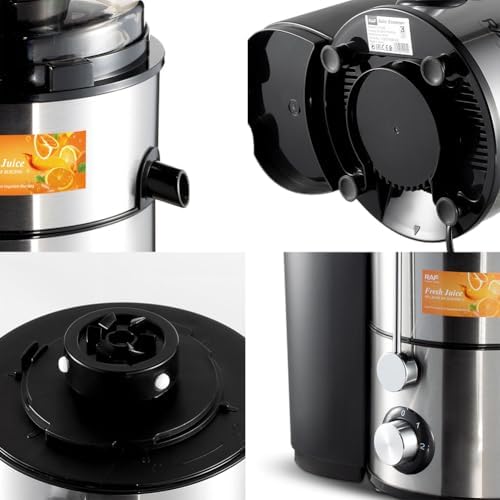 Exprimidor y licuadora 4 en 1, extractor de jugo de cítricos eléctrico de 1000 W con 2 configuraciones de velocidad, exprimidor de frutas y batidora con conducto de alimentación de 65 mm, para frutas