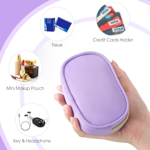 Pinkunn 3 Pcs Small Cosmetic Bag for Purse Nylon Mini Pouch Makeup Bag Preppy Organizer Pouch Small Cosmetic Travel Makeup Nylon Zipper Purse Organizer for Women(Bright Color)3