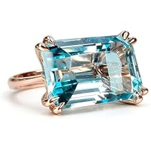 RKKOJJO 925 Sterling Silver Cubic Zirconia Ring Radiant Blue Diamond Ring Engagement Wedding Band for Women