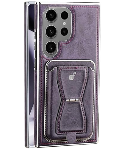 Carcasa Elegante de Cuero Morado con MagSafe para Samsung Galaxy S26 Plus