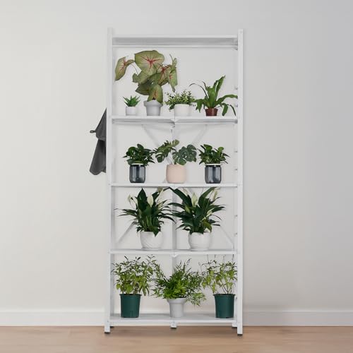 Image of VEVOR 5-Tier Foldable Storage Shelf, 32W x 14D x 72H Inch Folding Metal Rack Shelving Unit, Heavy Duty No Assembly Organizer Shelf with 5 Wheels & 4 Hooks for Pantry, Kitchen, Garage, Basement, White