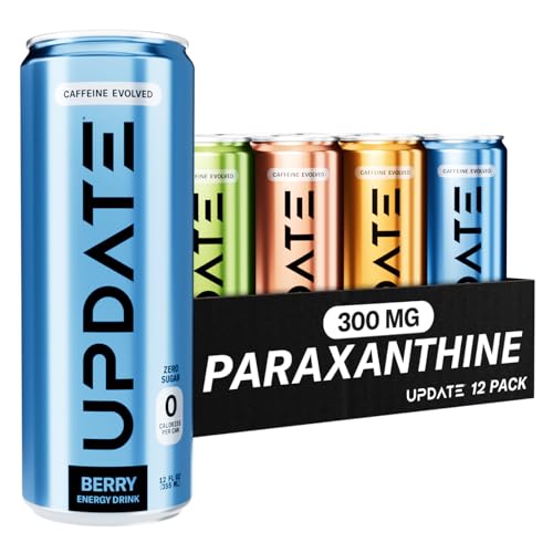 Drink Update Energy Drink with Paraxanthine - Jitter Free, Crash Free, No Overstimulation, No Withdrawal - Caffeine and Sugar Free (Variety, 12 Pack)