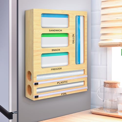Magnetic Food Bag Storage Organizer for Drawer or Refrigerator, Compatible with Gallon,Quart, Sandwich, Snack & Variety  - Detailed View