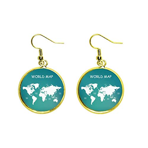 Pendientes de mapa mundial dorados con silueta elegante de continentes para mujer