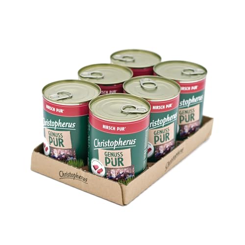 Christopherus PUR Singleprotein Nassfutter für Hunde mit Hirsch, 6 x 400 g
