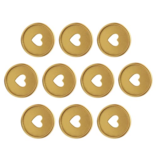 10Pcs Plastic Book Binding Discs Love Heart Discbound Expansion Discs Confetti Binder Rings Mushroom Hole Loose Leaf Binding Buckle for DIY Notebooks Planners Golden