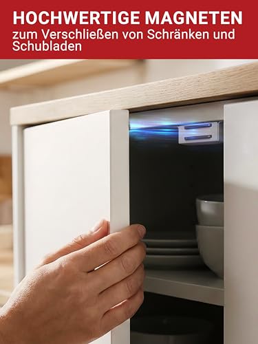 LouMaxx Magnetschnäpper stark - Haltekraft 4kg - 4er Set in Weiß – Türmagnet -Schrankmagnet – Möbelmagnete – Tuer Magnetverschluss Edelstahl– Magnethalter Schranktür