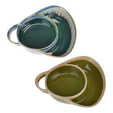 Stoneware Soup & Side Bowls Set of 2 by Roe & Moe (Olive Green & Dark Teal) Cover