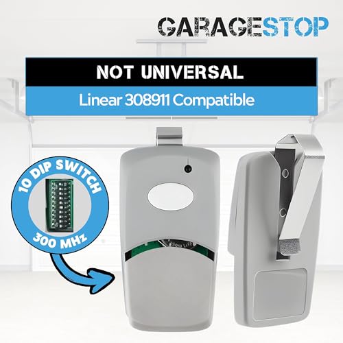 2X for Multicode Linear 308911, 10 dip Switch Gate Opener Remote 300MHz, Multi Code Garage Door Opener Remote, Garage Clicker Replacement - Thumbnail 2