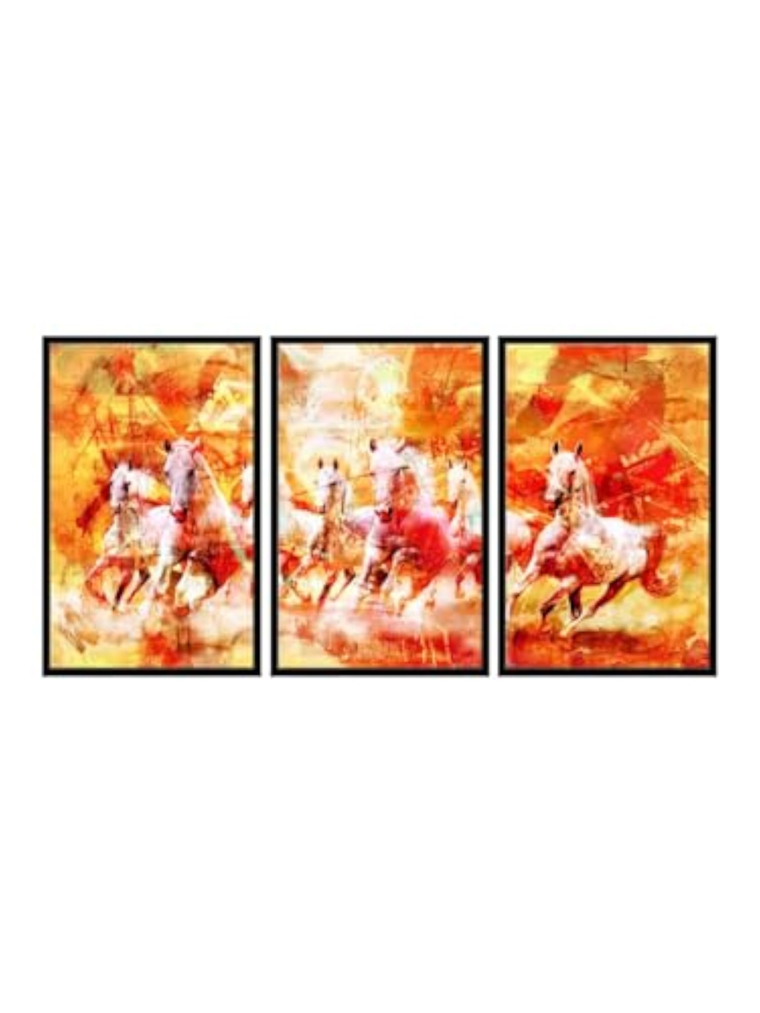 Floating Frames White 7 Running Horses Painting
