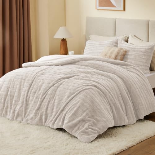 Image of BEDELITE Faux Fur Twin /Twin XL Comforter Set, Fluffy Bed Set, Linen | Super Soft & Warm, Luxury Fuzzy Cozy Comforter for Winter, Heavy Plush Bed set, with 1 Pillowcase