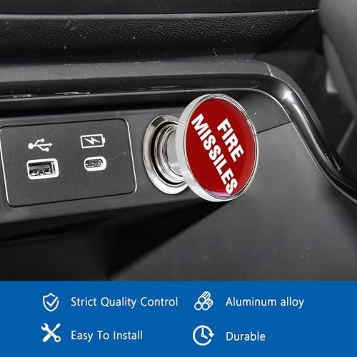 Image of Fire Missiles Button Car Cigarette Lighter Plug, Car Cigarette Lighter Replacement, Aluminum Alloy Push Button Lighter Plug, Standard 12V Fast Heating Power Socket for Auto