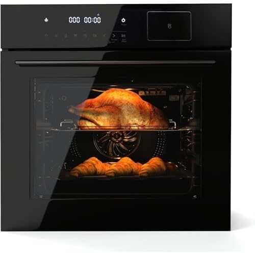 Single Wall Oven 24 in, 2.5 Cu.f (70 L) Built-in Electric Oven with 108 Smart Menu & 8 Baking Modes Air Frying Function, Touch Control, Stainless Stee