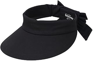 Simplicity Visor Women's SPF 50+ UV Protection Wide Brim Beach Sun Hat,Black