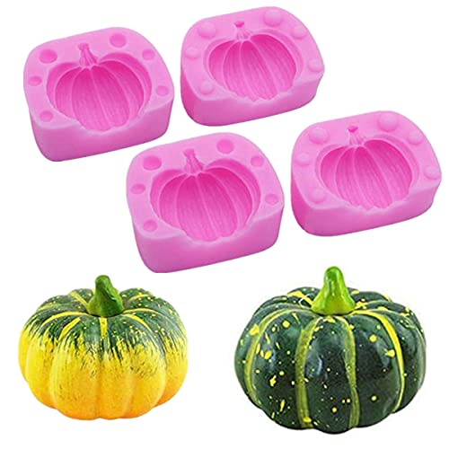 2 pairs 3D Pumpkin Candy Mold Mini Pumpkin Silicone Mold Halloween Easy Release Chocolate Jelly Molds for Halloween Thanksgiving Christmas Candy, Baking, Cake Decoration, Soap Making, Chocolate, Clay
