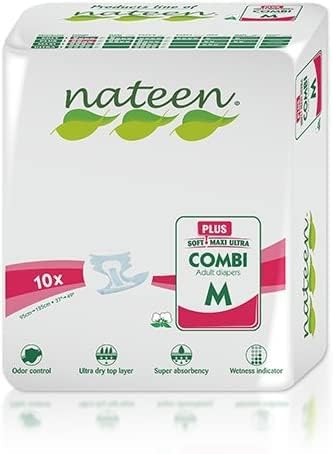 Nateen - Adult Nappy - 80 Medium Day Plus Nappies - Disposable Underwear for Men & Women - Discreet Incontinence Nappy - 2450ml Absorbency
