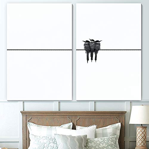 SIGNLEADER Triplet Birds on Wire Wall Art Bird Modern Art Gery Photography Canvas Prints for Living Room Bedroom - 16