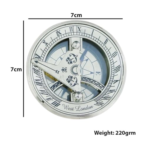 Brújula náutica vintage de latón con reloj de sol portátil miniatura 6