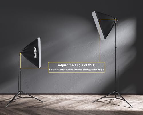 RALENO Kit de Iluminación de con Fondos, Kit de Soporte de Fondo 2,6 * 3 m, 5500 K LED de luz para fotografía con luz Suave, Paraguas Softbox Iluminación Continua - Imagen 4
