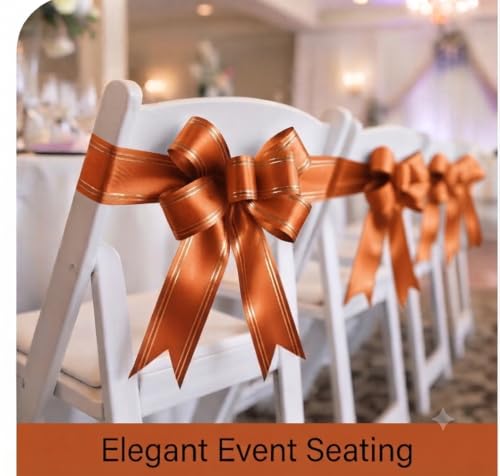 Image of Prokart - Pull Bow Gift Ribbon for Gift Wrapping, Large Decorative Pull Bows for Presents, Hampers, Flower Bouquets, Wedding, Birthday, Christmas & Party Decorations (30MM, Orange, Pack of 50PC)