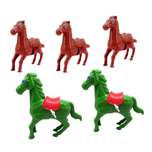 ERINGOGO 5 Piezas Juguetes de Caballo de Cuerda de Plástico Pequeños Animales Saltarines para Juguetes Mecánicos Retro Seguros Energía Eléctrica Color Aleatorio Color Aleatorio