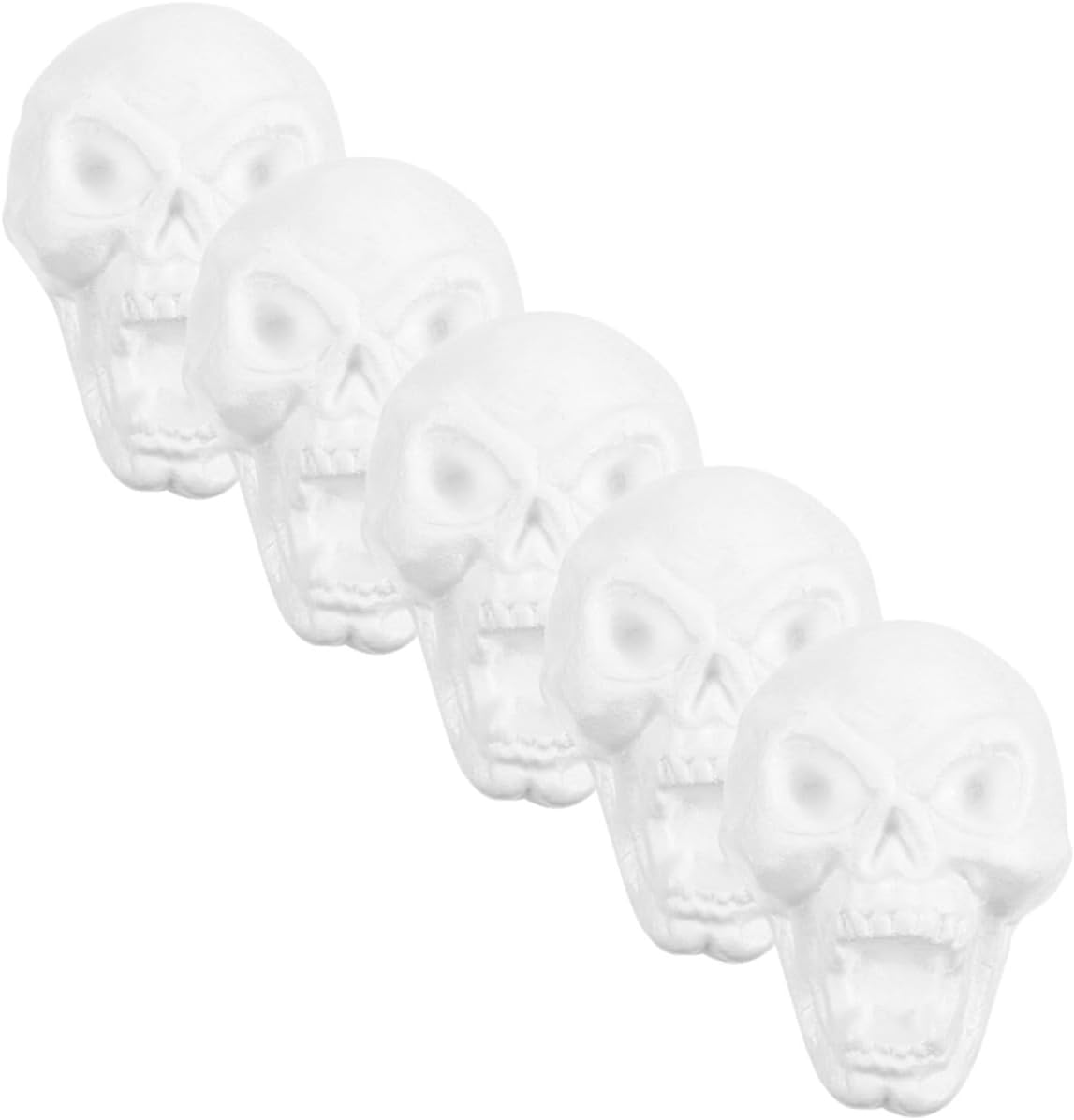 OSALADI 5pcs Halloween Foam Skull Hanging Ornaments, Painted White Skull Heads DIY Pendants for Halloween Party Decoration and Home Hanging Décor