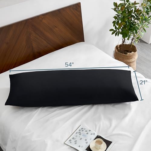 Image of Bare Home Microfiber Body Pillow Cover - Ultra Soft - Cooling Pillowcase - Double Brushed - Pillowcase with Zipper Closure - Easy Care (21''x54'' Body Pillow Cover, Black)