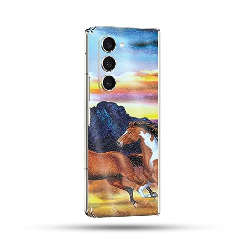 Image of MightySkins Glossy Glitter Skin Compatible with Samsung Galaxy Z Fold 5 Full Wrap - Wild Horses | Protective, Durable High-Gloss Glitter Finish | Easy to Apply & Change Styles | Made in The USA