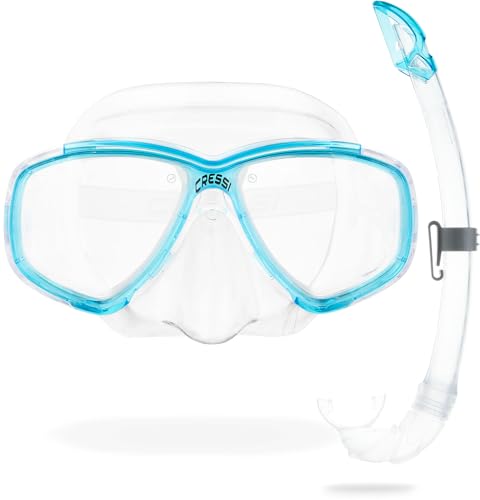 Cressi Combo Set Estrella + Mexico Conjunto Combinado de máscara de Buceo y Snorkel, Unisex Adulto, Transparente/Aguamarina, Talla Única