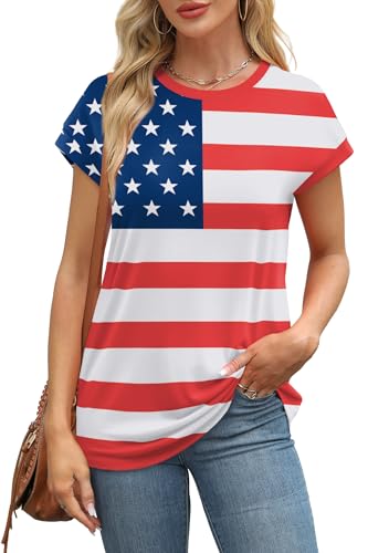 Image of Alaroo Womens Summer Tops Short Sleeve Shirts Crew Neck Tshirt Cute Trendy Tunic Blouses (S-3XL)