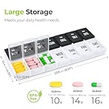 AUVON Pill Box Organiser, Weekly Pill Boxes 7 Day 2 Times a Day, XL Pill Organiser with Large Compartments for Easy Filling, BPA-Free AM PM Tablet Organiser for Vitamins, Fish Oils, Supplements - Image 2