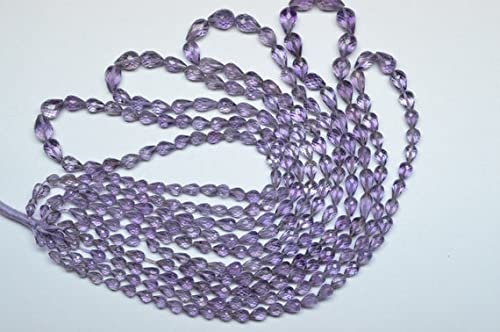 LKBEADS 15 Inch Strand 5-9mm Natural Pink Amethyst Faceted Tear Drop Briolette