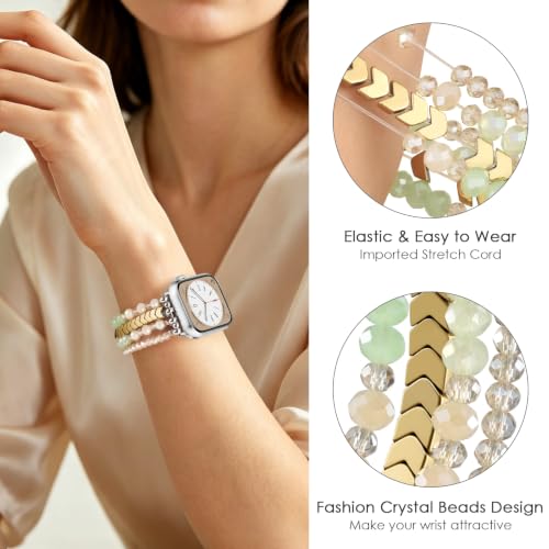Image of MOFREE Beaded Apple Watch Band for Women 42 /44 /45 /46 /49mm Elastic Strap