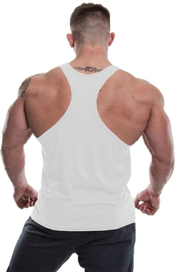 Image of Men's Summer Inner Vest Stringer Soild Round Neck Sleeveless Polyester Tshirt for Gym