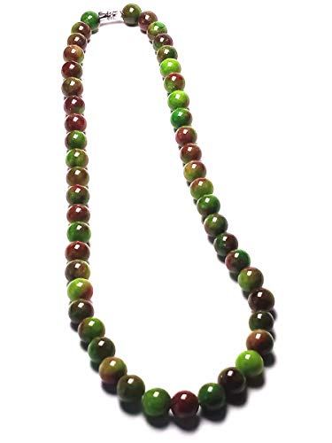 Koraba Natural 10mm Red Green Beads Jade Gemstone Women Nekclace