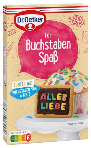 Dr. Oetker Für Buchstaben Spaß 4er Pack, 4 x Essbare Buchstaben für Torten | Essbare Tortendeko: Zucker-Dekor-Buchstaben als Tortendeko für Einschulungen und Co