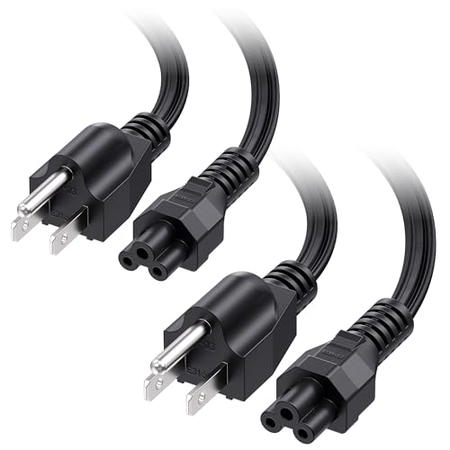 Cable Matters 2-Pack 3 Prong Power Cord - 3ft, 13A / 16AWG, Laptop Power Cord Replacement Compatible with Dell/HP/ASUS Computers, (NEMA 5-15P to IEC C5), Black