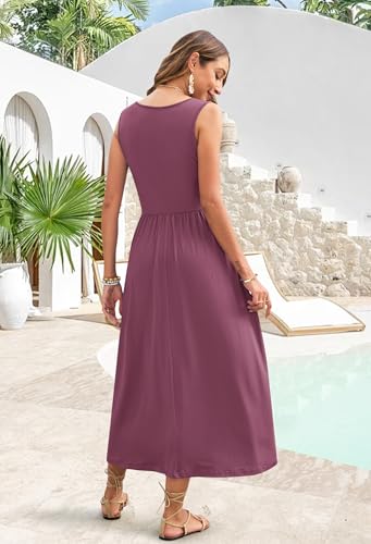 Image of WNEEDU Women's Summer Maxi Dress Casual Sleeveless Sundress