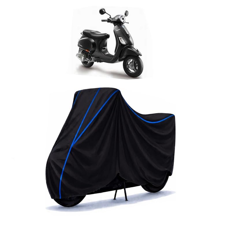 Image of Scooty Cover Water Resistant for Notte 125 BS6 | Universal Scooter & Bike Cover | Heavy Duty UV Dust, Rain & Scratch Protection | Elastic Fit All Weather Indoor Outdoor | Black with Blue Piping