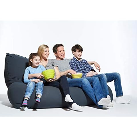 Yogibo Double Oversized Bean Bag Chair, Beanbag Bed with a Washable Outer Cover, Cozy Sofa for Gaming, Reading, and Relaxing, Filled with Soft Mini Beads, Dark Gray Cover