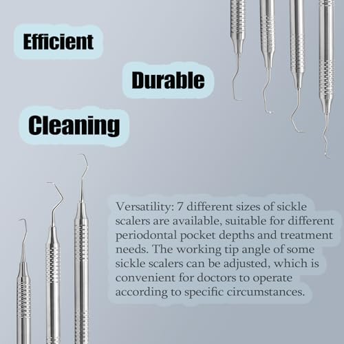 Dental Double Ended Sickle Scaler Tool, Professional Stainless Steel Dental Tartar Scraper Tool for Teeth Clean Tartar and Plaque (7#)