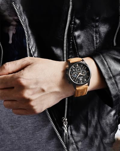 Image of BENYAR Men's Watches Chronograph Watch for Men Multifunction Black Waterproof Sport Fashion Quartz Wristwatches Calendar with Stainless Steel Strap