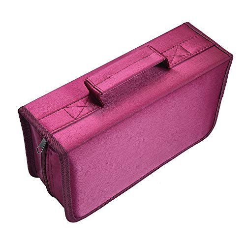 Vicoter CD/DVD Case, 128 Capacity Large CD DVD Case Wallet Holder Storage Organizer Bag for Home Car Travel (Rose) - Thumbnail 5