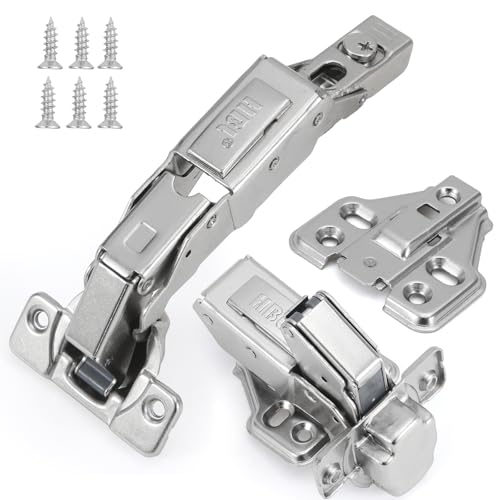 HBL' 4 Pack 165 Degree Cabinet Hinges Soft Close, Full Overlay Kitchen Cupboard Hinges for Lazy Susan, Pie Corner Cabinet, Open Widely and Easy Access