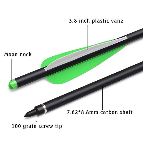 Crossbow Bolts Carbon Arrows 20 Inch Hunting Archery Bio Crossbow Arrows With Moon Nocks 100 Grain Removable Tips (Pack Of 12) #TOP2
